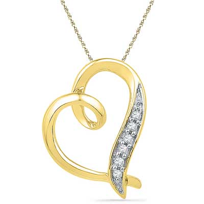 "18 Kt Gold Fine Heart Diamond Pendant - Ph017976 - Click here to View more details about this Product